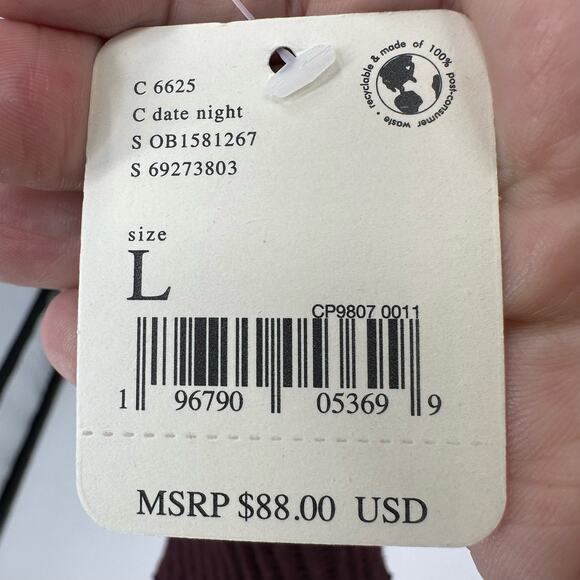 Free People Waffle Knit Rough Hem Open Back Sweater L Wine/Burgundy Cowl/Scoop - Picture 6 of 10